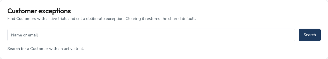 Customer exception search